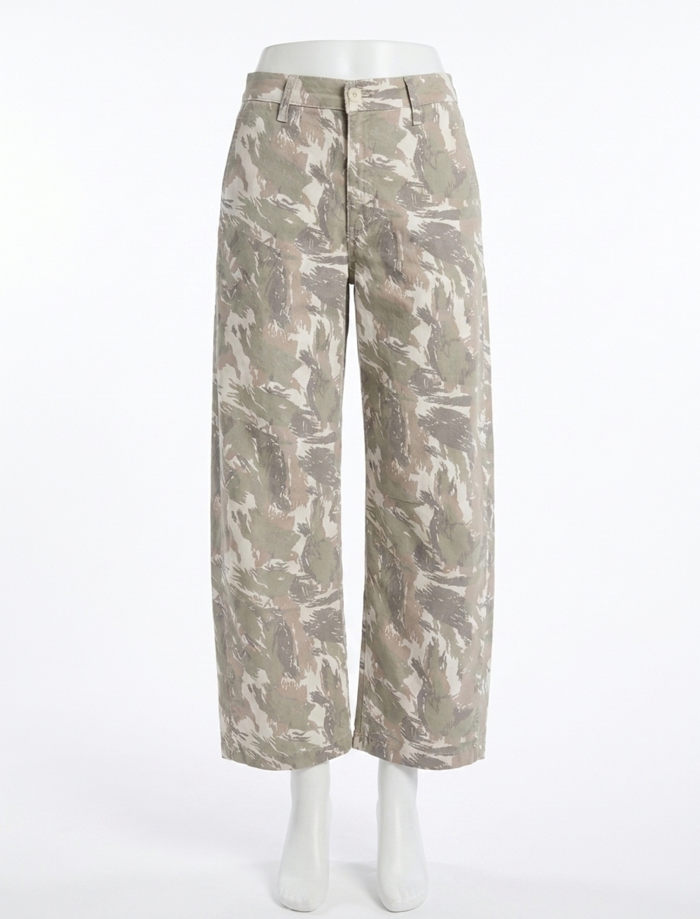 NEW AG JEANS fiona high rise barrel trousers in urban camo grey multi